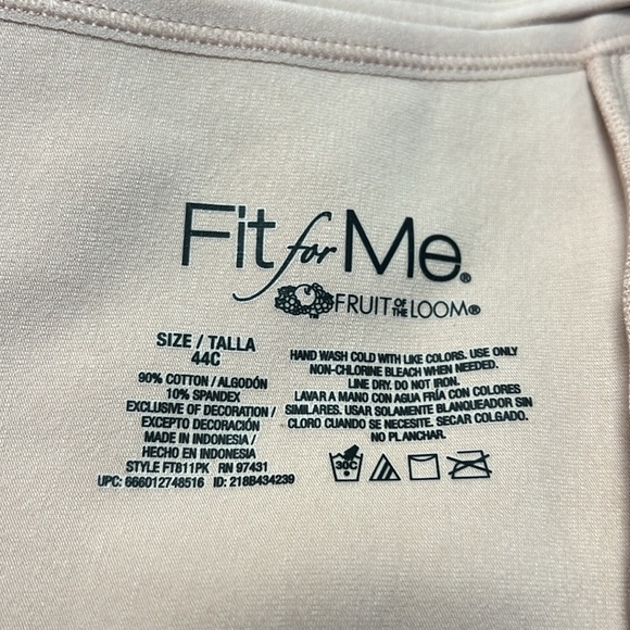 2 pack 2pc Fruit of the Loom Women's Beyond Soft Wireless Plus Cotton Bra 44C - Picture 3 of 3